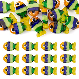 12 бусины лэмпворк ручной работы, рыба