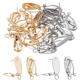 20шт. 2 цвета латунные серьги-гвоздики фурнитура, французские серьги-клипсы, с петлей, без никеля , реальный 18 k позолоченный