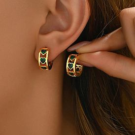 Серьги-гвоздики в форме сердца из латуни с кубическим цирконием, золотые