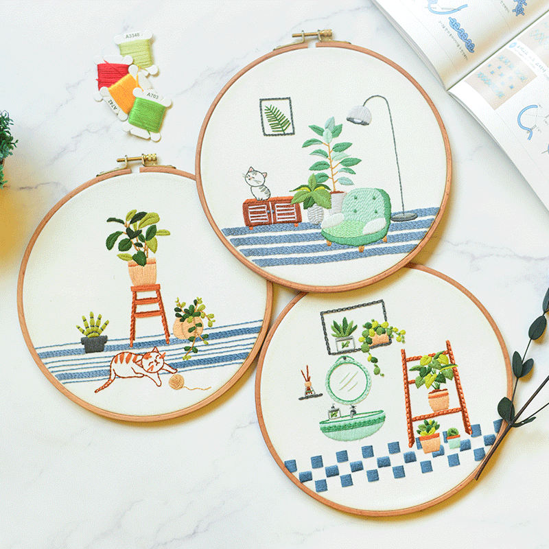 Hand embroidery diy material package modern minimalist plant three-dimensional fabric Suzhou embroidery beginners