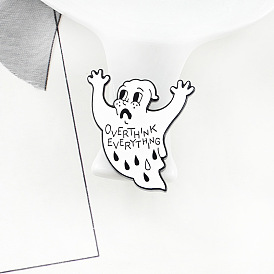 Whimsical Ghost Pin: Retro-Inspired Alphabet Trend Fashion Accessory