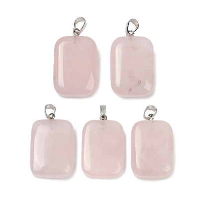 Природного розового кварца подвески, прямоугольные подвески с латунными застежками на дужках, платина