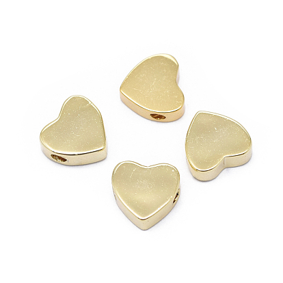 Rack Plating Brass Beads, Long-Lasting Plated, Heart