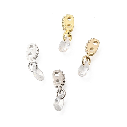 Латунные овальные разделительные планки с петлями и прозрачной кисточкой из кубического циркония в форме капли., стойки покрытие, долговечный, без свинца и без кадмия