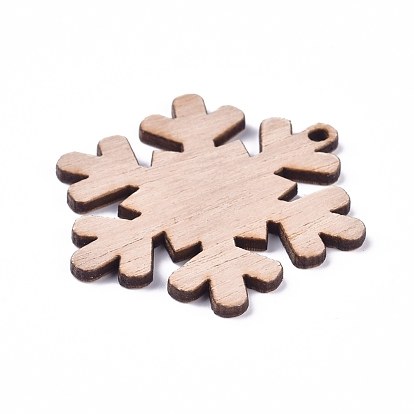 Poplar Wood Pendants, Snowflake, for Christmas, Dyed