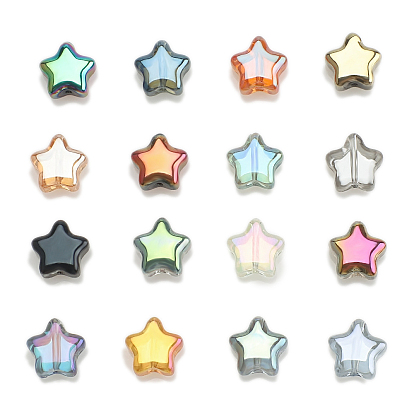 Electroplate Glass Beads, Transparent/Opaque/Half Plated, Star