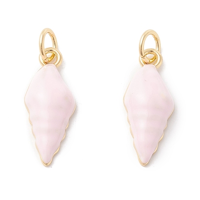 Rack Plating Brass Enamel  Pendants, Long-Lasting Plated, Real 18K Gold Plated, Cadmium Free & Nickel Free & Lead Free, Conch