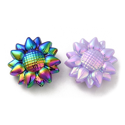 UV Plating Opaque Acrylic Beads, Luminous Beads, Iridescent, Sunflower