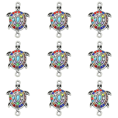 10Шармы из сплава шт., ссылки на морских черепах, с разноцветной смолой и стразами