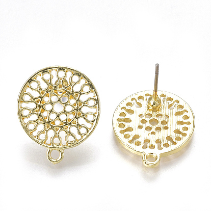 Hallazgos de aretes de aleación, con bucle, alfileres de acero, plano y redondo