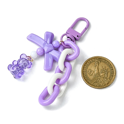 Bowknot & Bear Acrylic Pendant Decorations, with Alloy Swivel Snap Hooks Clasps, for Bag Ornaments