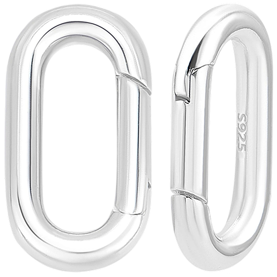 2 шт. 925 Кольца с пружинным затвором из стерлингового серебра, овальные, 1 с тканью для полировки ПК