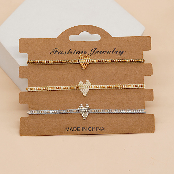 Браслеты ручной работы из бисера Miyuki в форме сердца, плетеные из бисера, для женщин., Регулируемые браслеты дружбы