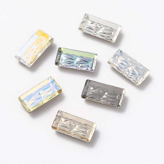 Стеклянные кабошоны с тиснением k9 и стразами, с покрытием на задной стороне, прямоугольные