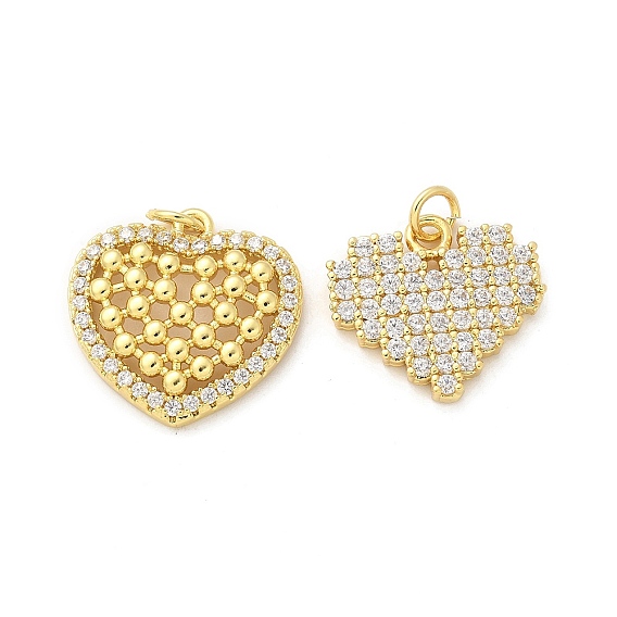 Латунные микро проложить кубического циркония подвески, стойки покрытие, долговечный, без свинца и без кадмия, сердце прелести, с целью перехода в кольце