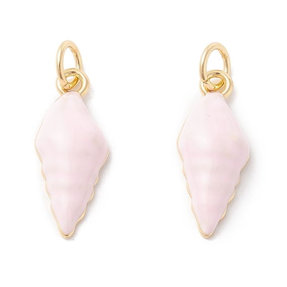 Rack Plating Brass Enamel  Pendants, Long-Lasting Plated, Real 18K Gold Plated, Cadmium Free & Nickel Free & Lead Free, Conch