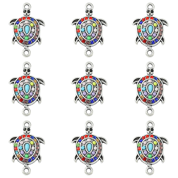 10Шармы из сплава шт., ссылки на морских черепах, с разноцветной смолой и стразами