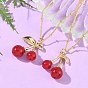 Латунная смола вишня кулон спутниковая цепь ожерелья для женщин, темно-красный