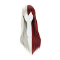 Long Half Silver White Half Red Kawaii Cosplay Wigs with Bangs, Synthetic Hero Wigs for Makeup Costume