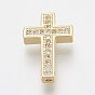Brass Micro Pave Cubic Zirconia Beads, Cross
