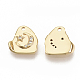 Brass Micro Pave Clear Cubic Zirconia Charms, Nickel Free, Real 18K Gold Plated, Moon and Star
