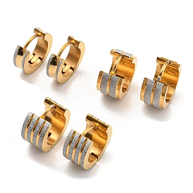 304 Stainless Steel Textured Hoop Earrings, Ring