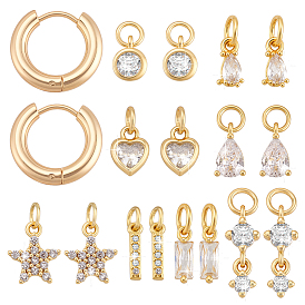 Наборы для изготовления латунных сережек-колец., с латунным микропрофилированием кубических циркониевых прелестей