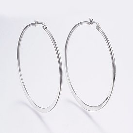 Серьги из 304 нержавеющей стали, гипоаллергенные серьги, плоская форма кольца