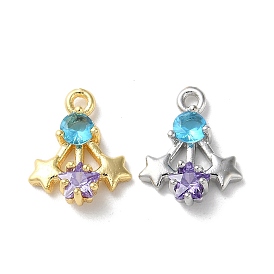 Brass Micro Pave Cubic Zirconia Charms, Star Charm