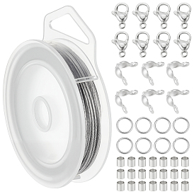 Наборы для изготовления ювелирных изделий своими руками, включая проволоку «хвост тигра», Зажимные бусины из латуни, 304 наконечники бусин из нержавеющей стали, застежки-лобстеры и соединительные кольца