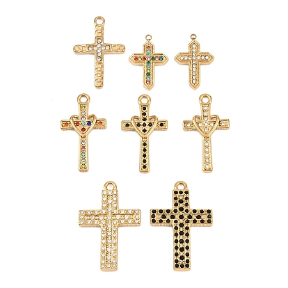 304 из нержавеющей стали горный хрусталь подвески, крест прелести, ионное покрытие (ip), реальный 18 k позолоченный