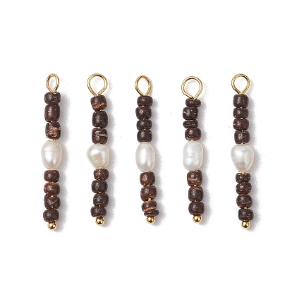 Натуральный кокос с подвесками из натурального культивированного пресноводного жемчуга, с 304 фурнитурой из нержавеющей стали