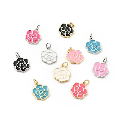 Латунь эмаль подвески, с прыжковых колец, без кадмия и без свинца, цветок