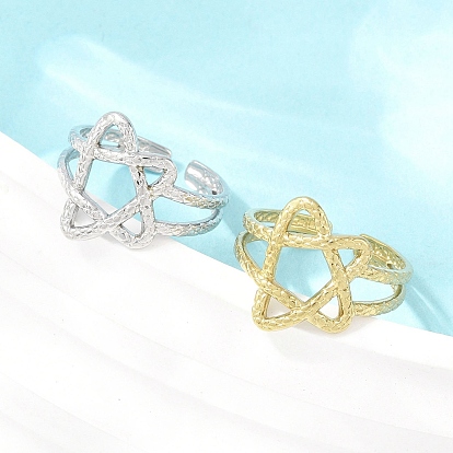 304 открытые кольца-манжеты из нержавеющей стали для женщин, звезда