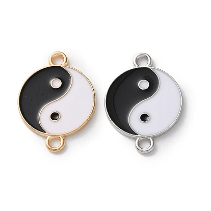 Подвески-соединители инь-ян из сплава черного и белого цвета с эмалью, без свинца и без кадмия
