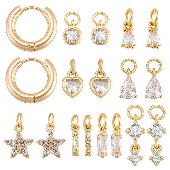 Наборы для изготовления латунных сережек-колец., с латунным микропрофилированием кубических циркониевых прелестей