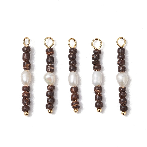 Натуральный кокос с подвесками из натурального культивированного пресноводного жемчуга, с 304 фурнитурой из нержавеющей стали