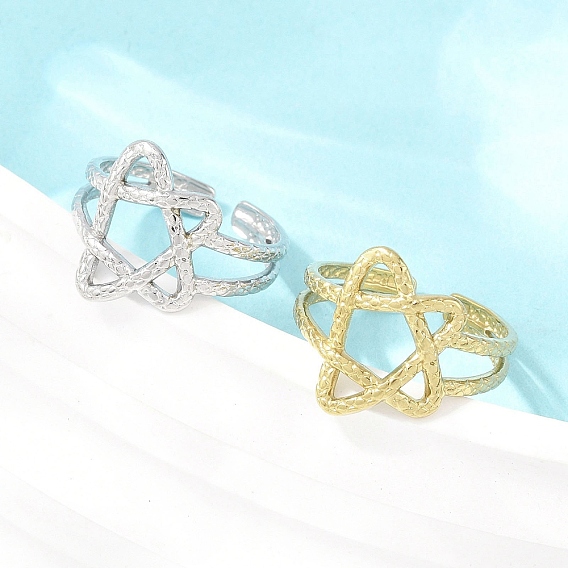 304 открытые кольца-манжеты из нержавеющей стали для женщин, звезда