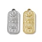 Vacuum Plating 201 Stainless Steel Charms, Rectangle with Moon & Star & Eye Charm