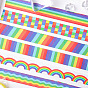 Rainbow Adhesive Paper Tape, Colorful Stripe Tape, for Card-Making, Scrapbooking, Diary, Planner, Envelope & Notebooks, Wave/Tartan/Stripe/Rainbow Pattern