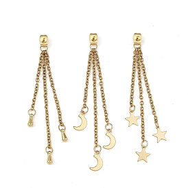 304 Stainless Steel Friction Ear Nuts, Moon & Star & Teardrop, with 304 Stainless Steel Cable Chains