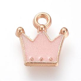 Enamel Style Alloy Charms, Crown, Golden