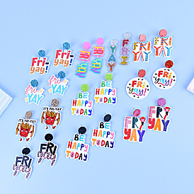 Акриловые серьги-гвоздики с надписью «Счастливая пятница»