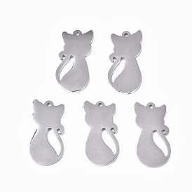 304 colgantes de acero inoxidable, con anillo de salto, Corte con laser, estampar etiqueta en blanco, gato