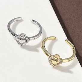 Латунные микро проложить манжеты кольца кубического циркония, святое сердце, долговечный, стойки покрытие, без свинца и без кадмия