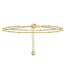 Minimalist Double-Layered Beaded Chain Birthday Stone Bracelet Set for Women