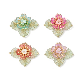 Подвески-цветы из латунного стекла и бисера, с акриловой, золотой металл обвитыми