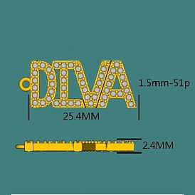 Pendentifs en laiton micro pave claer zircone cubique, mot diva
