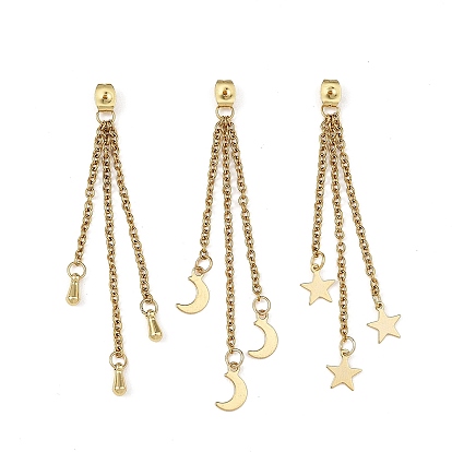 304 Stainless Steel Friction Ear Nuts, Moon & Star & Teardrop, with 304 Stainless Steel Cable Chains