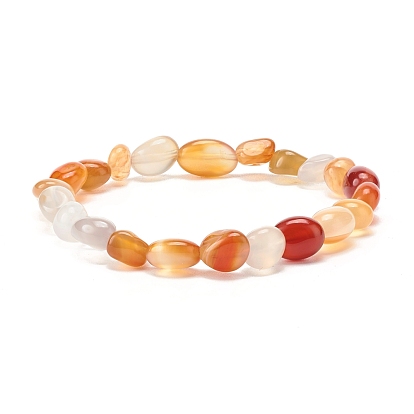 Dyed Natural Carnelian(Dyed) Nuggets Beads Stretch Bracelet, Reiki Bracelet for Girl Women